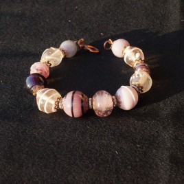 Braccialetto lampwork viola rosa bronzo 1