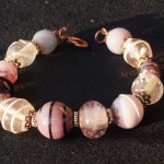 Braccialetto lampwork viola rosa bronzo 1