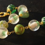 Braccialetto lampwork verde oro 3