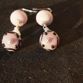 Orecchini argento lampwork rosa viola 3