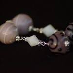 Orecchini argento lampwork rosa viola 5