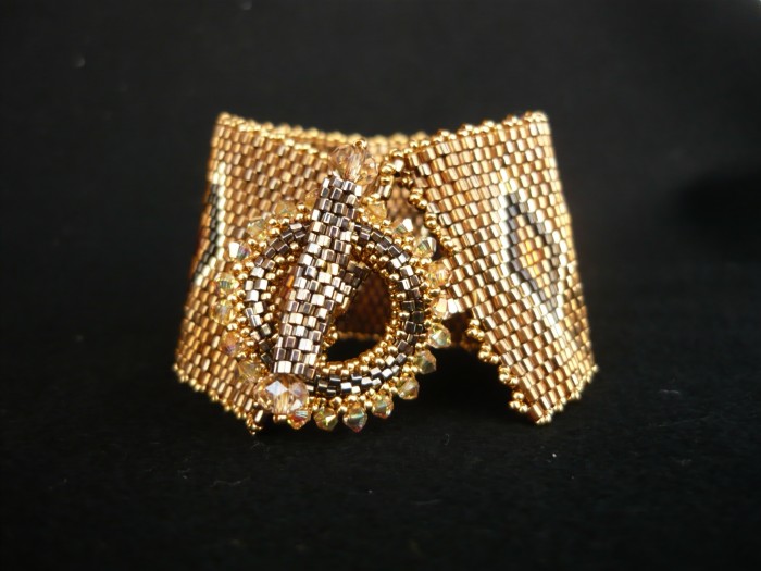 Braccialetto peyote bronzo e oro 1