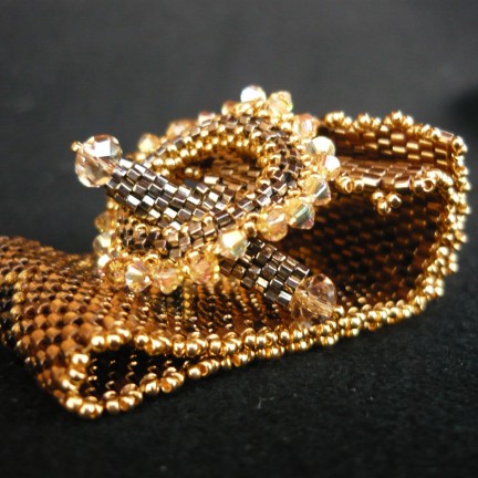 Braccialetto peyote bronzo e oro 4