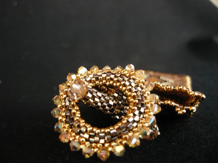 Braccialetto peyote bronzo e oro 8