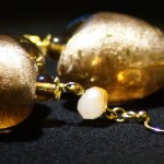Orecchini cuore marrone oro 3