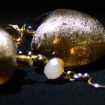 Orecchini cuore marrone oro 4